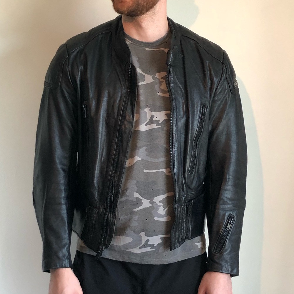 Hein Gericke x Drag Specialties Black Leather Moto Jacket Motorcycle Coat